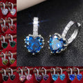 Trendy Multicolor Cubic Zirconia Heart Crystal Earrings For Women, Elegant Sweetheart Jewelry view 1