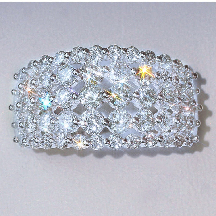 Vintage Sparkling Hollow Out Full Rhinestone Ring For Women, Fashion European Holiday Gift Jewelry