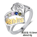 Heart Shaped Two Tone Rhinestone Grandma Ring For Women Mother's Day Jewelry Gift view 3