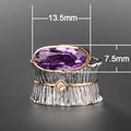 Elegant Two Tone Purple Gemstone Statement Ring For Women, Fashion Commuter Cocktail Jewelry view 2
