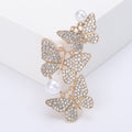 Vintage Alloy Rhinestone Pearl Butterfly Brooch For Insect Jewelry view 4