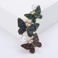 Vintage Alloy Rhinestone Pearl Butterfly Brooch For Insect Jewelry view 2