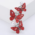 Vintage Alloy Rhinestone Pearl Butterfly Brooch For Insect Jewelry view 6