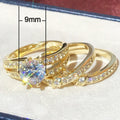 European Exaggerated Fine Pave Zircon Three Piece Ring Set, Fashion Jewelry view 5