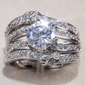 European Exaggerated Fine Pave Zircon Three Piece Ring Set, Fashion Jewelry view 2