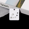 Elegant Geometric Black White Rhinestone Stud Set, Minimalist Korean Style 3 Pair Alloy Crystal Earrings view 4