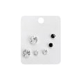Elegant Geometric Black White Rhinestone Stud Set, Minimalist Korean Style 3 Pair Alloy Crystal Earrings view 5