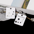Elegant Geometric Black White Rhinestone Stud Set, Minimalist Korean Style 3 Pair Alloy Crystal Earrings view 2