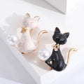 Alloy Pearl Enamel Cat Brooch For Versatile Animal Apparel Decoration view 3
