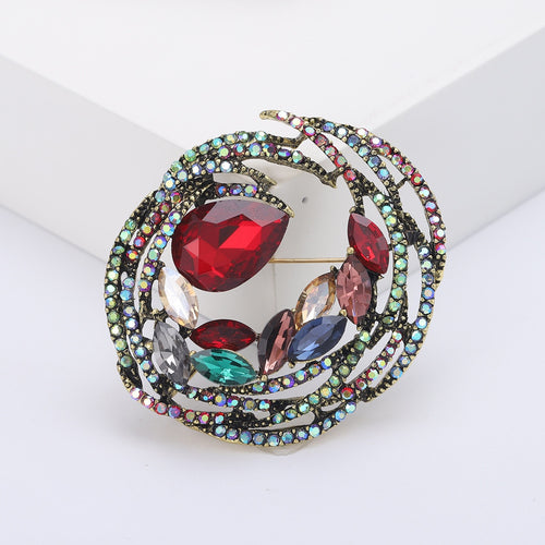 Alloy Color Rhinestone Ring Brooch Pin For Statement Apparel