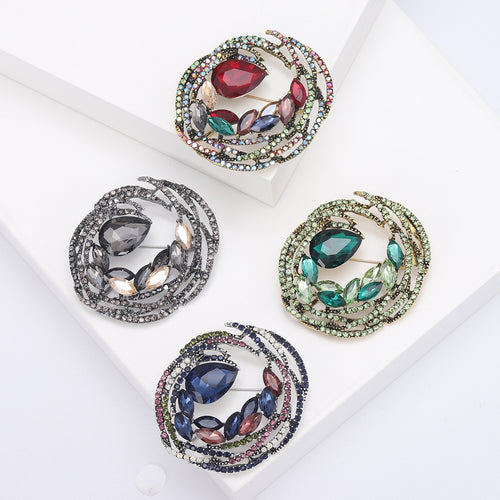 Alloy Color Rhinestone Ring Brooch Pin For Statement Apparel
