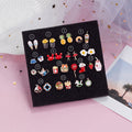 Cartoon Enamel Alloy Asymmetric Studs, Strawberry Milk Hamburger Fruit Animal Egg Shape Earrings view 2