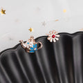 Cartoon Enamel Alloy Asymmetric Studs, Strawberry Milk Hamburger Fruit Animal Egg Shape Earrings view 4
