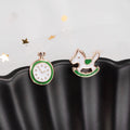 Cartoon Enamel Alloy Asymmetric Studs, Strawberry Milk Hamburger Fruit Animal Egg Shape Earrings view 3