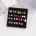 Cartoon Enamel Alloy Asymmetric Studs, Strawberry Milk Hamburger Fruit Animal Egg Shape Earrings view 1