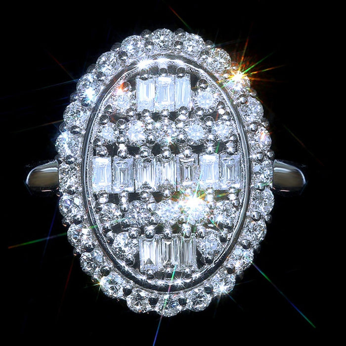 Vintage Oval Hollow Full Zircon Ring, European Style Fashion Jewelry Ring For Women