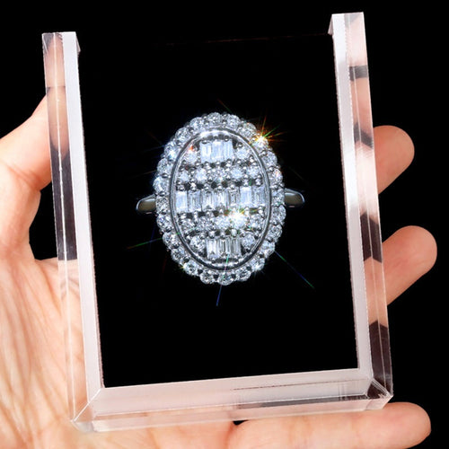 Vintage Oval Hollow Full Zircon Ring, European Style Fashion Jewelry Ring For Women
