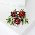 Enamel Red Pomegranate Brooch Pin For Scarf And Clothing view 5