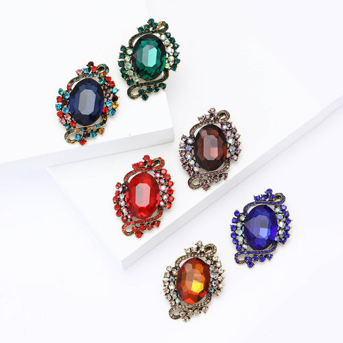 Alloy Crystal Glass Brooch Pin For Elegant Suit And Cardigan Decor