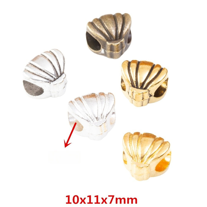 Vintage Zinc Alloy Shell Large Hole Beads For European Bracelets Necklaces DIY Jewelry Accessories