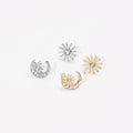 Korean Style Elegant 925 Silver Pin Asymmetric Moon And Star Zircon Rhinestone Stud Earrings view 4