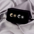 Korean Style Elegant 925 Silver Pin Asymmetric Moon And Star Zircon Rhinestone Stud Earrings view 1