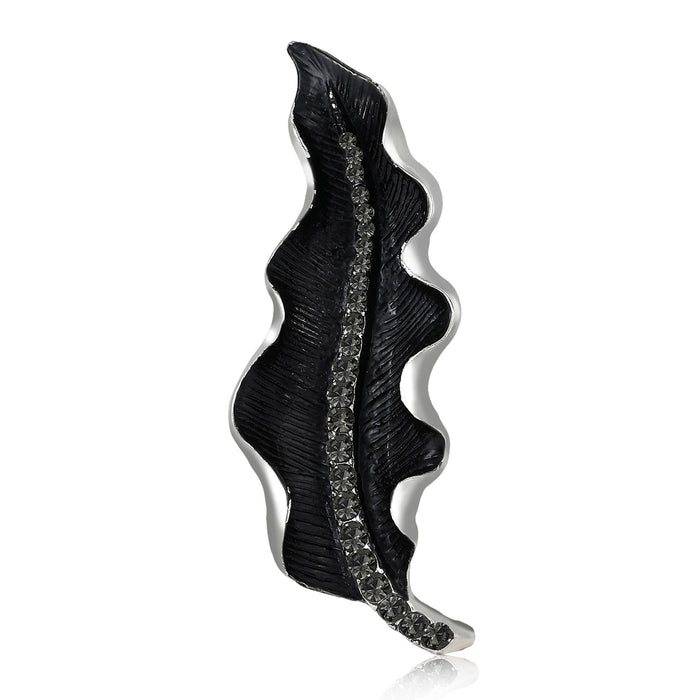 Alloy Rhinestone Leaf Brooch For Elegant Women's Clothing Accessories