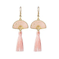 Vintage Japanese Fan Flower Enamel Alloy Tassel 925 Silver Needle Elegant Drop Stud Clip Earrings view 5