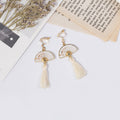 Vintage Japanese Fan Flower Enamel Alloy Tassel 925 Silver Needle Elegant Drop Stud Clip Earrings view 4