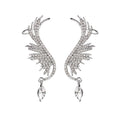 Luxury Angel Wing Rhinestone Ear Cuff Studs With 925 Silver Pins And Crystal Teardrop Dangle Earrings view 5