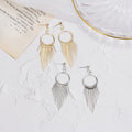 Vintage Geometric Metal Hoop Tassel Long Drop Rhinestone Statement Bohemian Fashion Earrings view 2