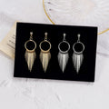 Vintage Geometric Metal Hoop Tassel Long Drop Rhinestone Statement Bohemian Fashion Earrings view 1