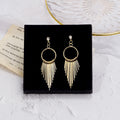 Vintage Geometric Metal Hoop Tassel Long Drop Rhinestone Statement Bohemian Fashion Earrings view 4