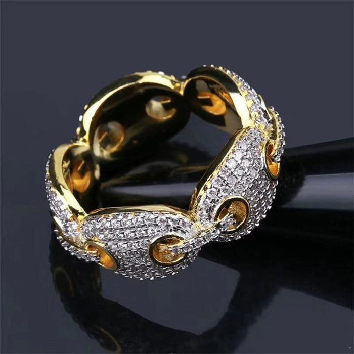 European Hip Hop Trendy Index Finger Ring Micro Paved Crystal Fashion Jewelry