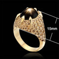 Statement Oval Faceted Black Gemstone Full Diamond Women's Ring European Jewelry view 4