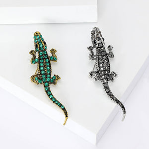 Alloy Rhinestone Crocodile Brooch Pin For Men's And Women's Apparel
