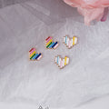 Elegant Mini Rainbow Heart Shape Colorful Zircon Rhinestone Alloy Stud For Women Earrings view 2