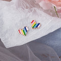 Elegant Mini Rainbow Heart Shape Colorful Zircon Rhinestone Alloy Stud For Women Earrings view 3