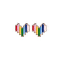 Elegant Mini Rainbow Heart Shape Colorful Zircon Rhinestone Alloy Stud For Women Earrings view 5
