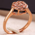 Hollow Rose Copper Platinum Plated Zircon Ring For Women With Creative Inner Stone Setting view 3