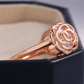 Hollow Rose Copper Platinum Plated Zircon Ring For Women With Creative Inner Stone Setting view 4