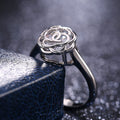 Hollow Rose Copper Platinum Plated Zircon Ring For Women With Creative Inner Stone Setting view 2