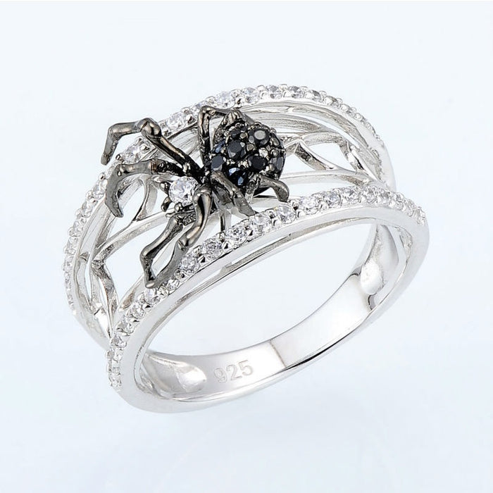 Creative 3D Black Spider Web Ring Cross Border Fashion Trendy Accessory For Men And Women