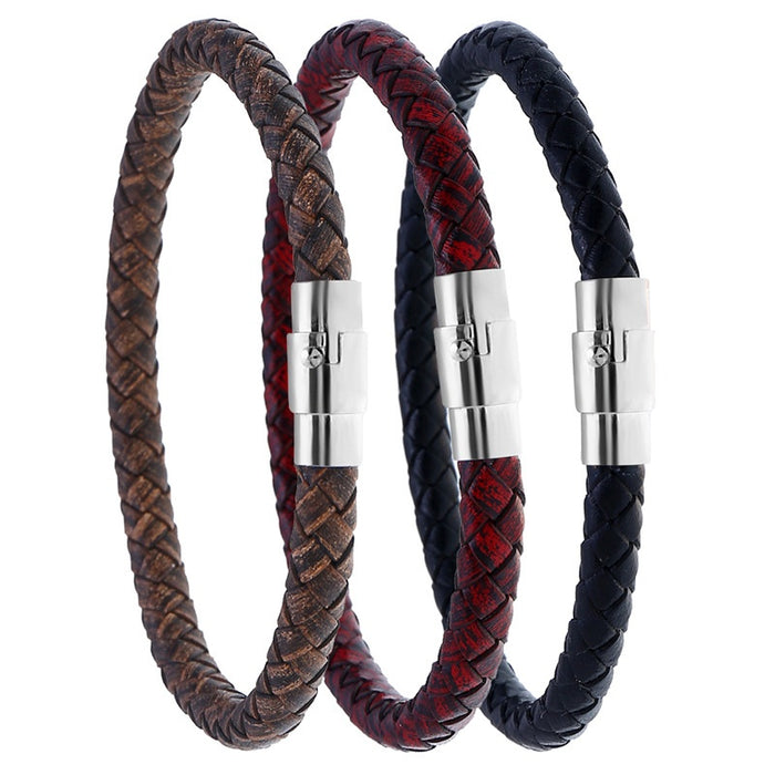European American Vintage Braided Leather Bracelet For Men Simple Creative Fashion Accessory