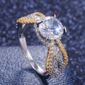 Fashion Gold Edge Prong Set Zircon Ring, Trendy Unisex Jewelry Gift For Men And Women view 4