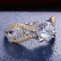 Fashion Gold Edge Prong Set Zircon Ring, Trendy Unisex Jewelry Gift For Men And Women view 3