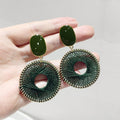 Geometric Yarn Woven Rectangle Circle Drop Earrings Exaggerated Statement Style For Women view 1