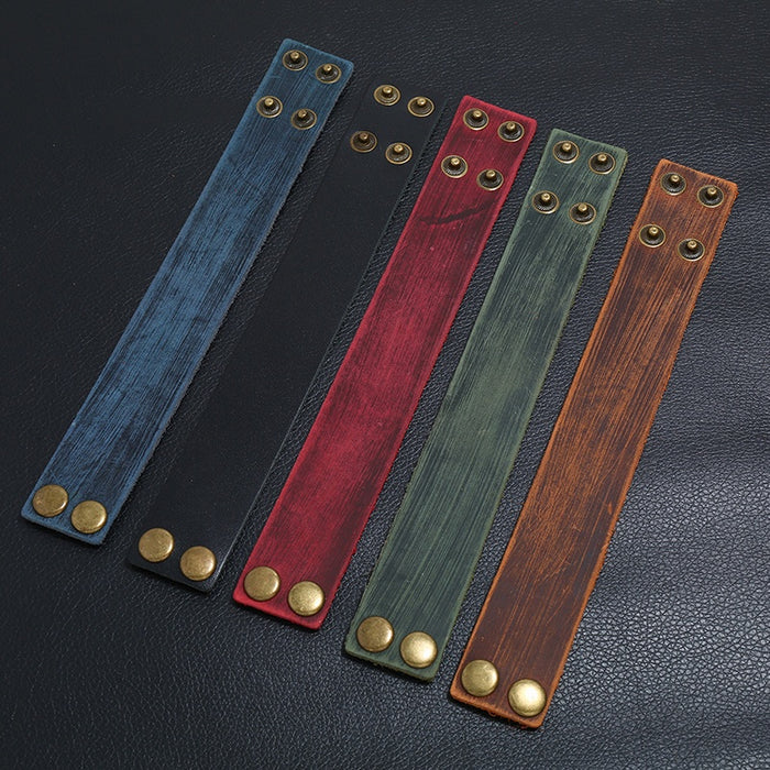 Minimalist European American Vintage Smooth Cowhide Leather Bracelet, Men's Fashion Jewelry