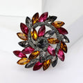 Alloy Rhinestone Rotating Flower Brooch Pin For Vintage Apparel view 2