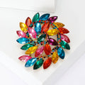 Alloy Rhinestone Rotating Flower Brooch Pin For Vintage Apparel view 5